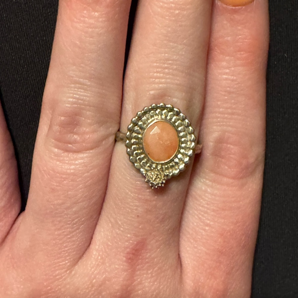 Elegant Silver and Pink Opal Ring